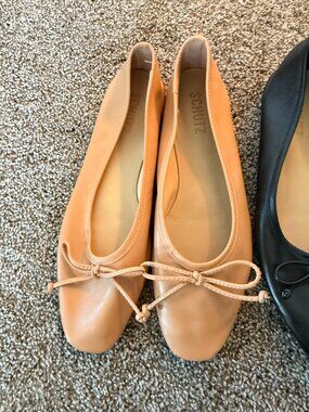 Schutz Arissa Beige Leather Ballet Flat Size 6.5